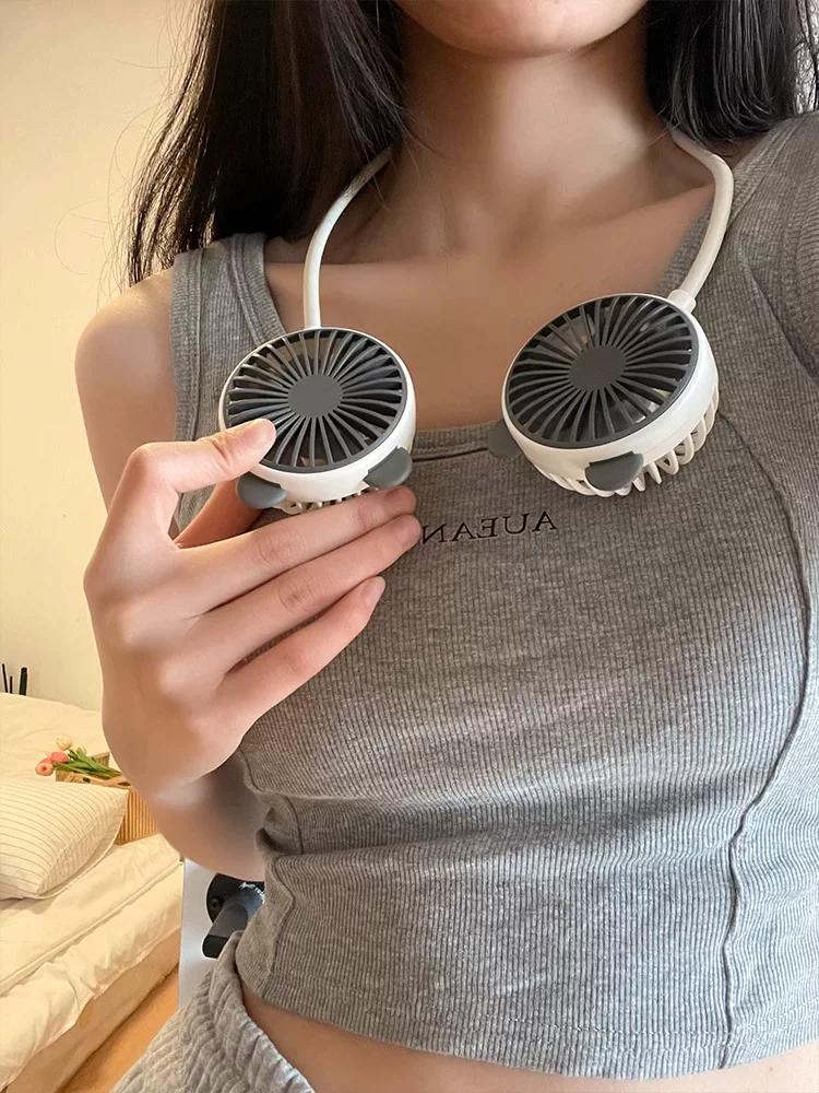 Halterneck Fan Ultra-Long Life Battery Seaside Outdoor Travel Mini Portable Head Wear Bean Bag Small Electric Fan Cooling Artifact