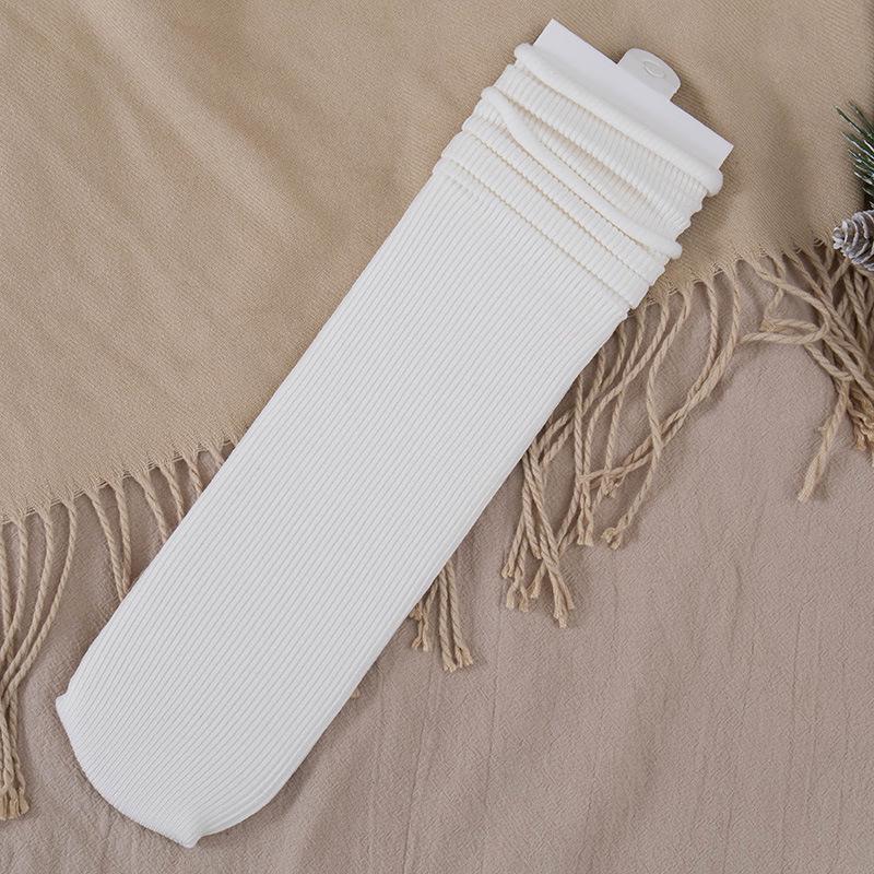 Women's Cotton Blend Fleece-Lined Mid-Calf Scrunch Socks – Warm, Thick, Japanese Style for Spring, Autumn, & Winter