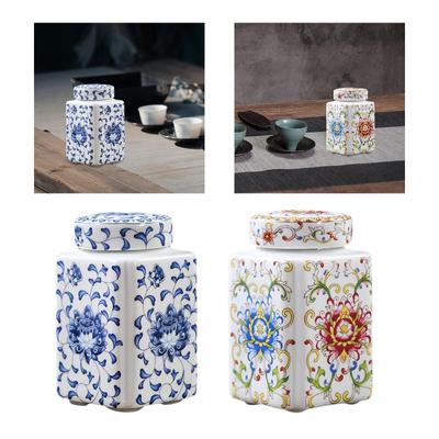 Porcelain Temple Jar Ceramic Ginger Jar Porcelain Food Storage Jar Flower Vase for Home Decor