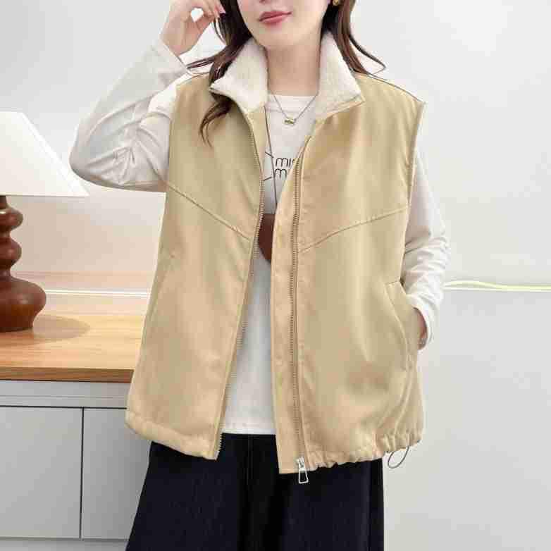 

Plus Size F7 Women s Autumn/Winter Thickened Vest Cardigan - Korean Style Solid Color 2519. 2XL (120-140 jin recommendation) бежевий