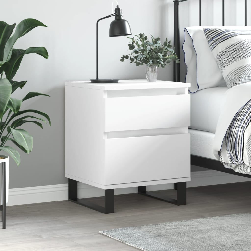 Nightstand White 40 X 35 X 50 Cm Particleboard