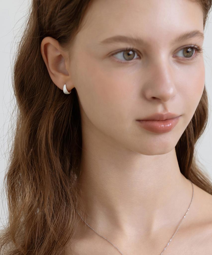 Tatiana (Silver 925) Matte Drop Hoop Earrings Ec3275