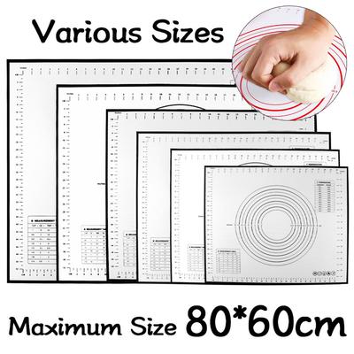 Fiberglas-Silikon-Backmatte, großes Knetpad, antihaftbeschichtete Oberfläche, Rollteigmatte mit Skala für Küche, Kochen, Gebäck