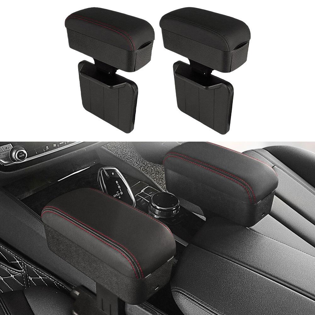 Car Armrest Center Console Organizer with Retractable Cup Holder Adjustable Forward and Back for Manual Gear Large Storage Box