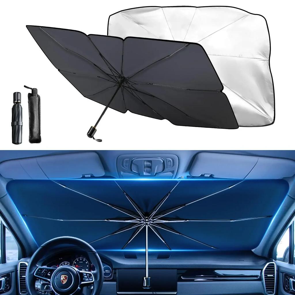 Car Sunshade Umbrella-style Front Glass Sunshade Sunscreen Heat Insulation Cloth Car Windshield Sunshade Umbrella Shade Amagi