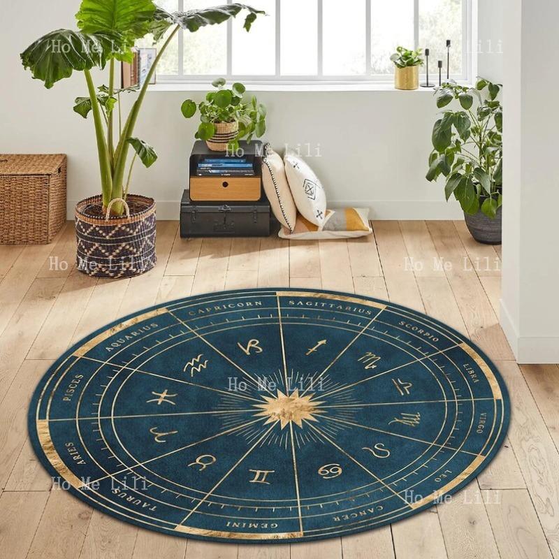 Teppiche Horoskop Matte Astrologie Design Tierkreis Dekor Sonne Mond Stern Geschenk Runder Tarot Teppich