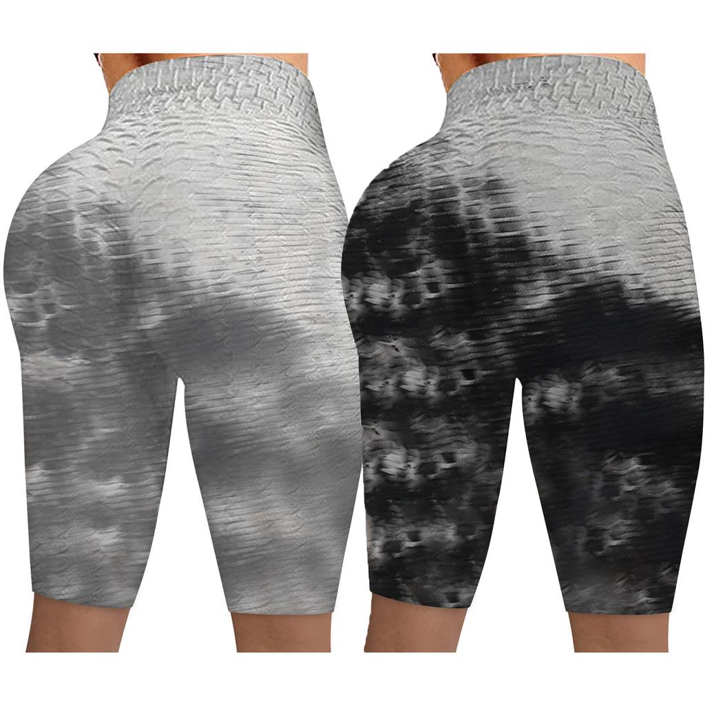 Women Wrinkled Tie- Leggings Stretch Running Fitness Yoga Pants Biker Shorts