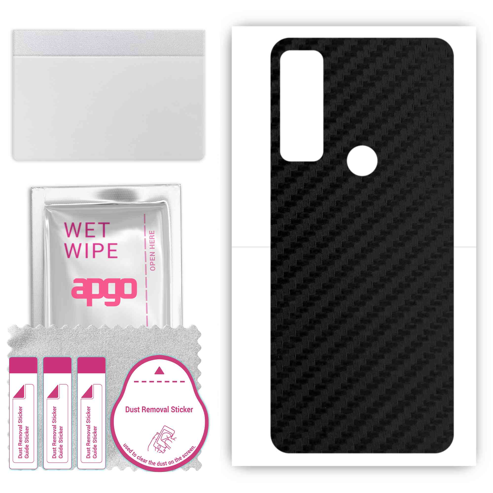 

apgo Protective Skin Sticker for the back compatible with TCL 20 AX 5G, Wrap Film, Foil, Vinyl - Pattern Carbon Black