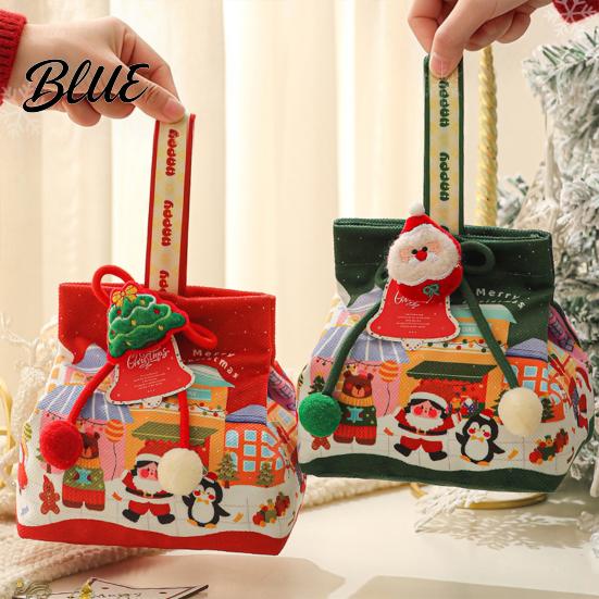 Christmas Small Gifts Drawstring Gift Bag with Handle Reusable Canvas for Packaging Bags Present Xmas Candy Goodie Treat Pouch Holiday Party