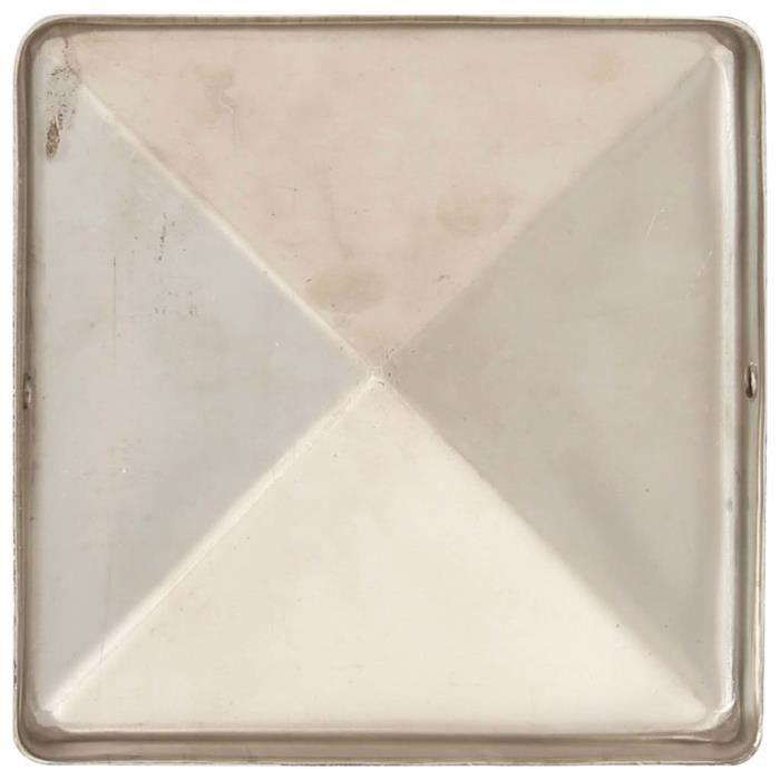 VidaXL Bouchons de poteau de clôture pyramidaux 6 pcs Inox 81x81 mm