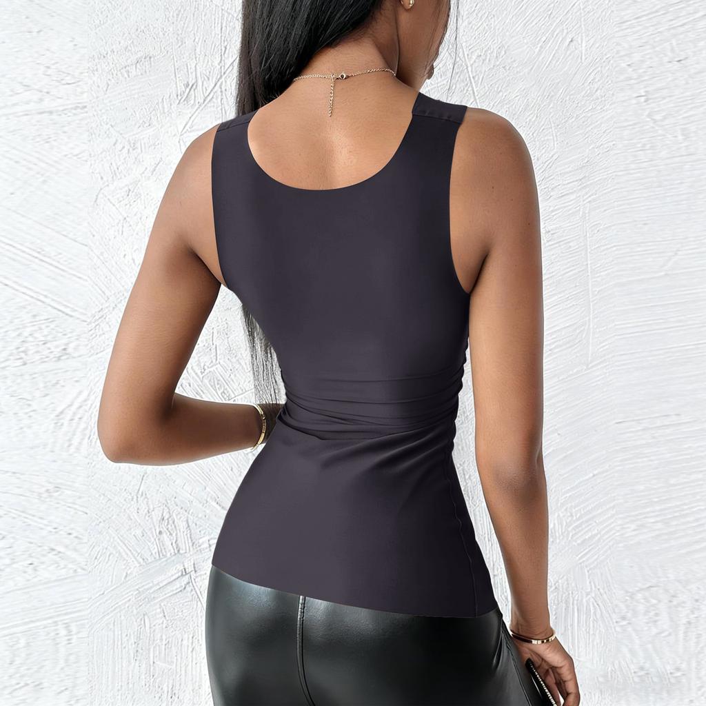Women's Comfortable High-Stretch U-Neck Shaping Tank Top With Built-in Pads