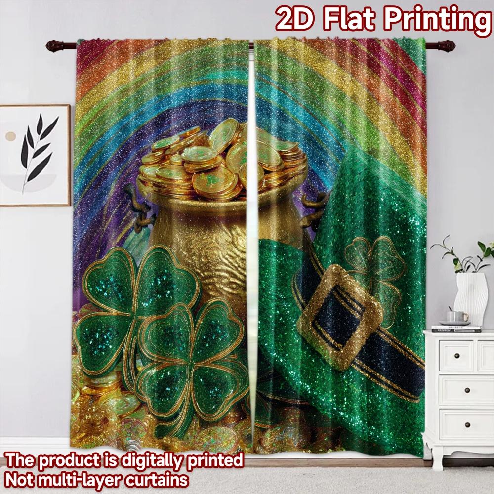 2D Flachdruck 2 Stück Vorhang Party Vorhang St. St. Patrick's Day Schatz Digital Bedruckte Polyester Vorhänge Ganzjahres Party &