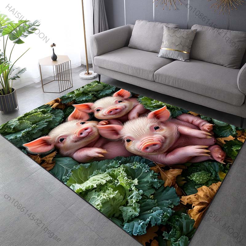 The Three Little Pigs in the Garden Carpet for Living Room Bedroom Bathroom Mat Creative Doormat Sofa Table Home Decor Area Rug