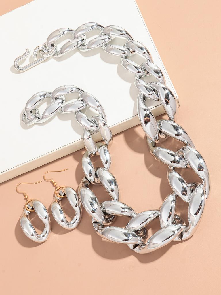 Trendy Acrylic Big Chunky Chain Necklace Set for Women Man Statement Colorful Resin Link Earring Choker Exaggerated Jewelry Gift