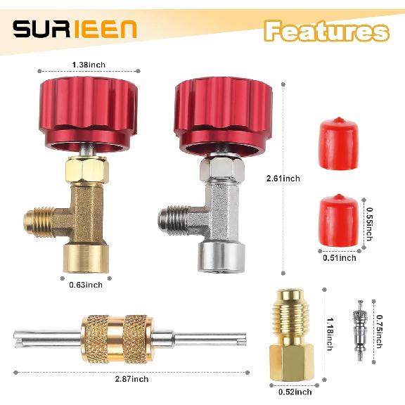 R134A Can Tap, R134A Self-Sealing and Puncture Style Refrigerant Can Tap Valves with Refrigerant Tank Adapters for Automotive Air Conditioning