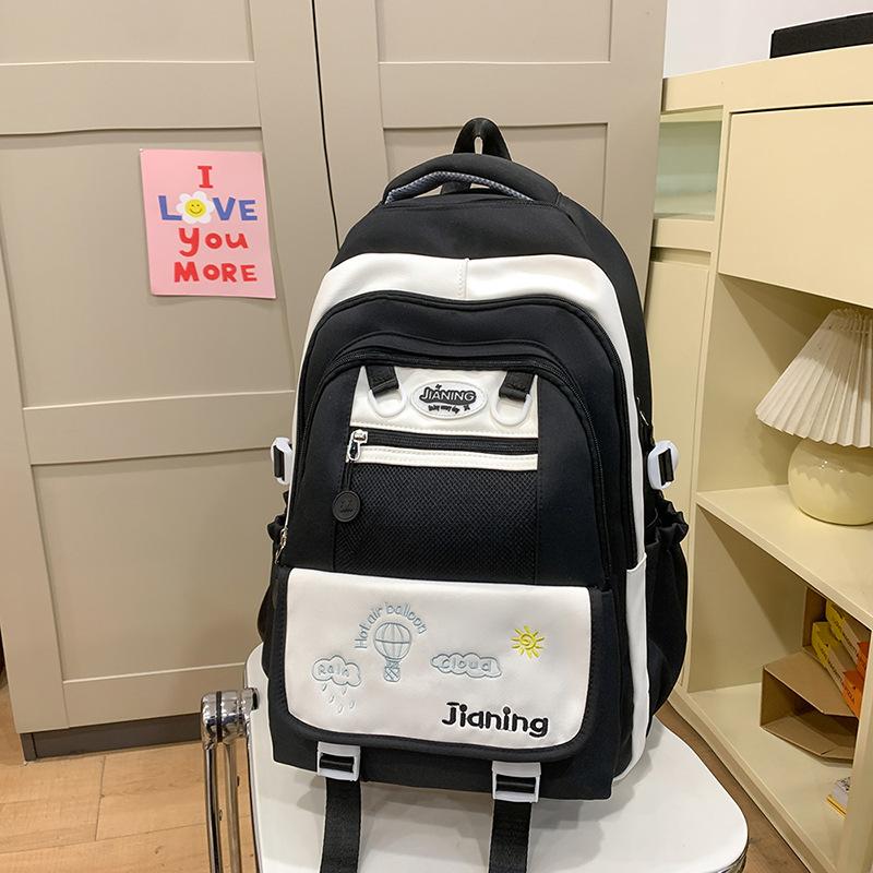 School bag high value multi-layer fresh junior high school sweet versatile contrasting color embroidery light