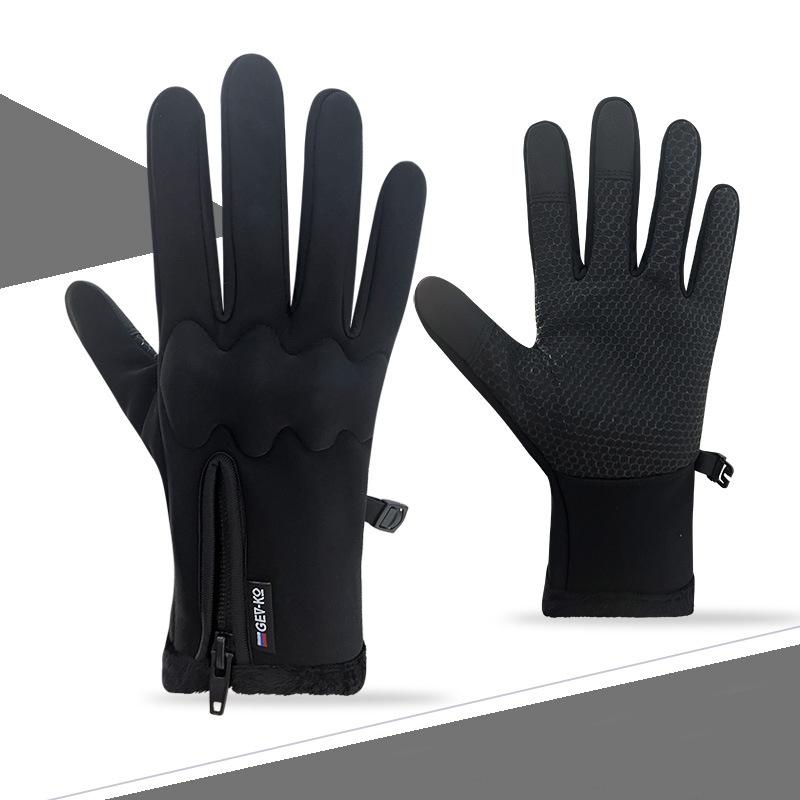 

Winter Skiing Gloves Touchscreen Motorcycle Waterproof Wear Resistant Cycling Gloves Warm Plush Lined Anti Slip Climbing Gloves XL чорний