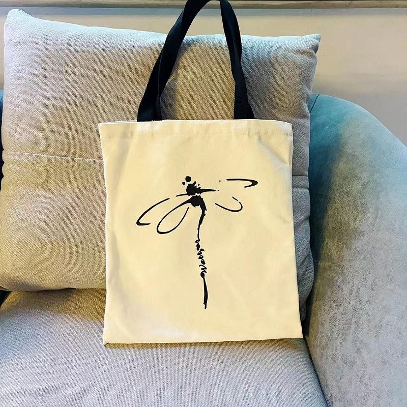 Customized Tote Shopping Bag Cute Cat Printing Women Handbag Linen Totes with Print Logo Casual Traveling Beach Bags