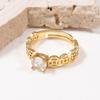 Coin Pattern Diamond Open Ring - Adjustable Light Luxury Couple Style Jewelry