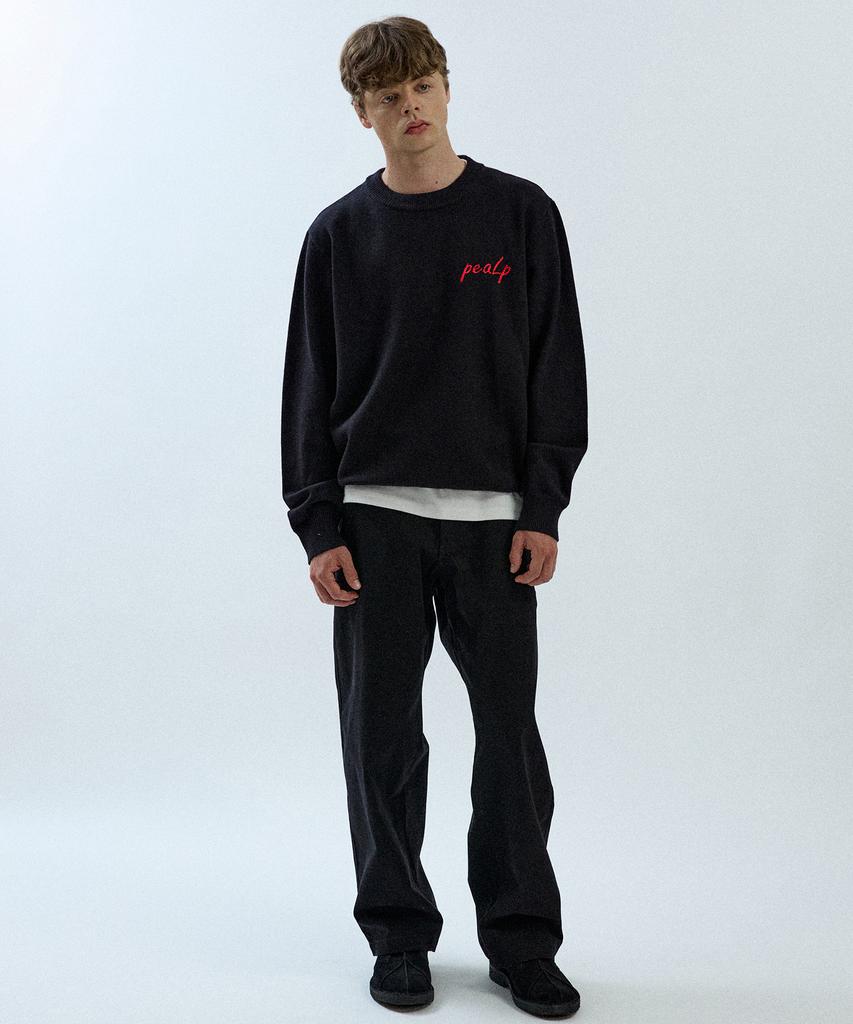 Pilpeu Hand-Embroidered Logo Knit Sweater 20(Black)