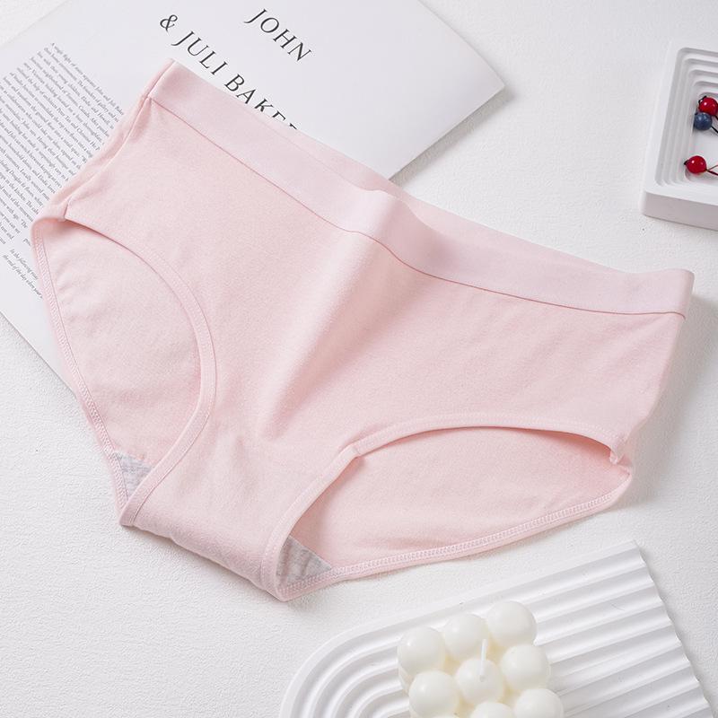 Women's Pure Cotton Underwear Mid Waist Briefs Breathable Hip Hugging Triangle Panties