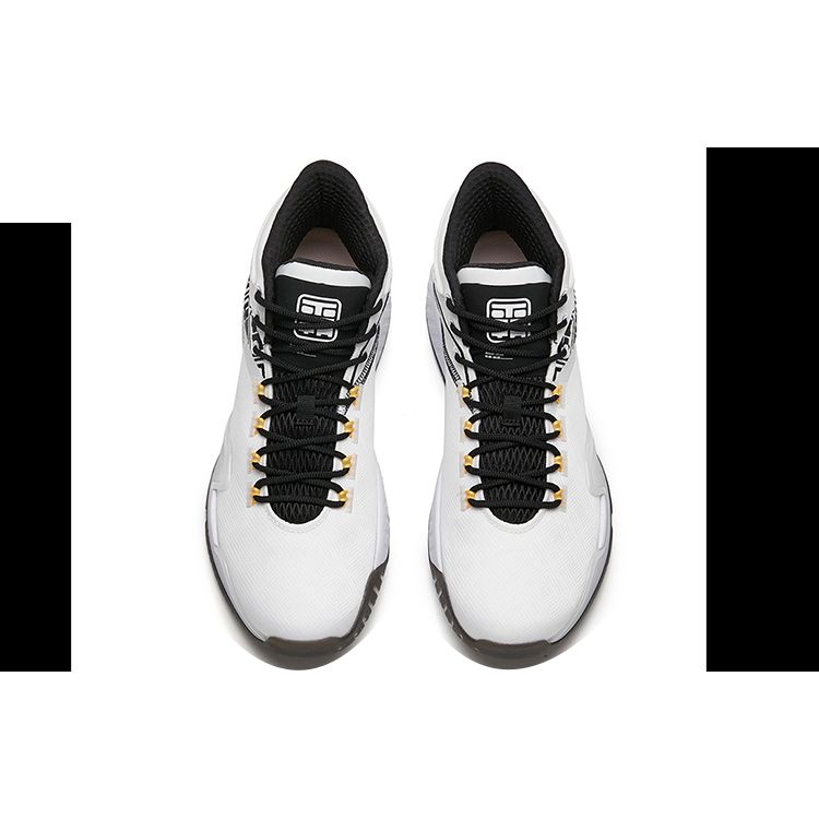 Anta Durable Mid-Top Basketball Shoes Men Sneakers White Black Orange 112141614-3