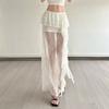 Women's Lace Mesh Skirt Y2k White Midi Skirt Elegant Bohemia Style Clothing Summer