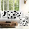 Soccer Football Pillowcase 2D Flat Printed Peach Skin Pillow Cover Black White Sports Theme Cushion Case for Boys Bedroom Sofa
