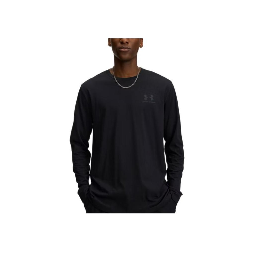 Under Armour Solid Color Long Sleeve Crew Neck T-Shirt Men Tops Black 1329585-002
