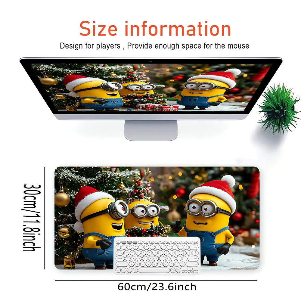 Christmas Minions Celebration Large Gaming Mouse Pad Nonslip Rubber Base Waterproof Desk Mat For Office Pc Laptop