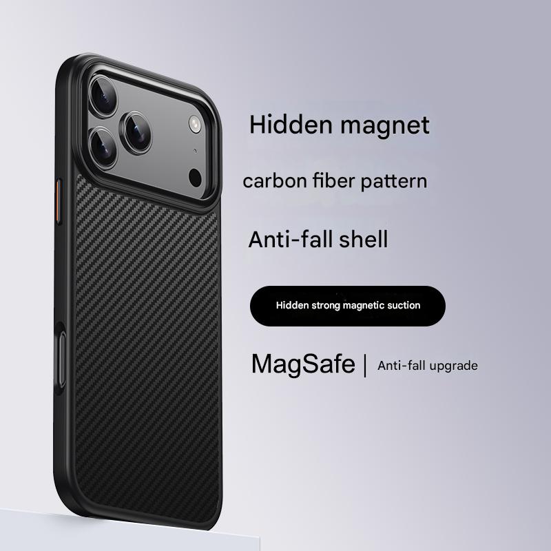 

Роскошный магнитный чехол с текстурой углеродного волокна для iPhone 17 Air 16 Pro Max 15 Plus, чехол Magfit, защита от отпечатков пальцев, приятный на ощупь iPhone 15 Pro Max чёрный