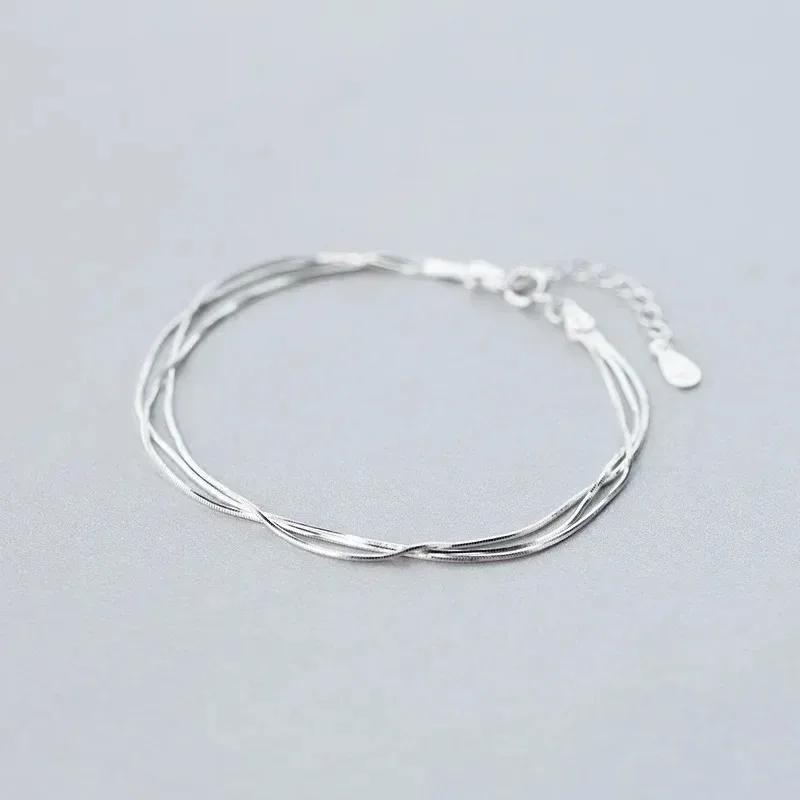 Korean Fashion Elegant Three-layer Snake Bone Bracelet for Women Girls Small Fresh Simple Literary Jewelry Charm Bracelets Gifts