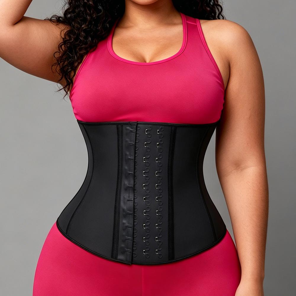 Women Latex Waist Trainer Buckle Tightening Body Shaper Waist Cincher
