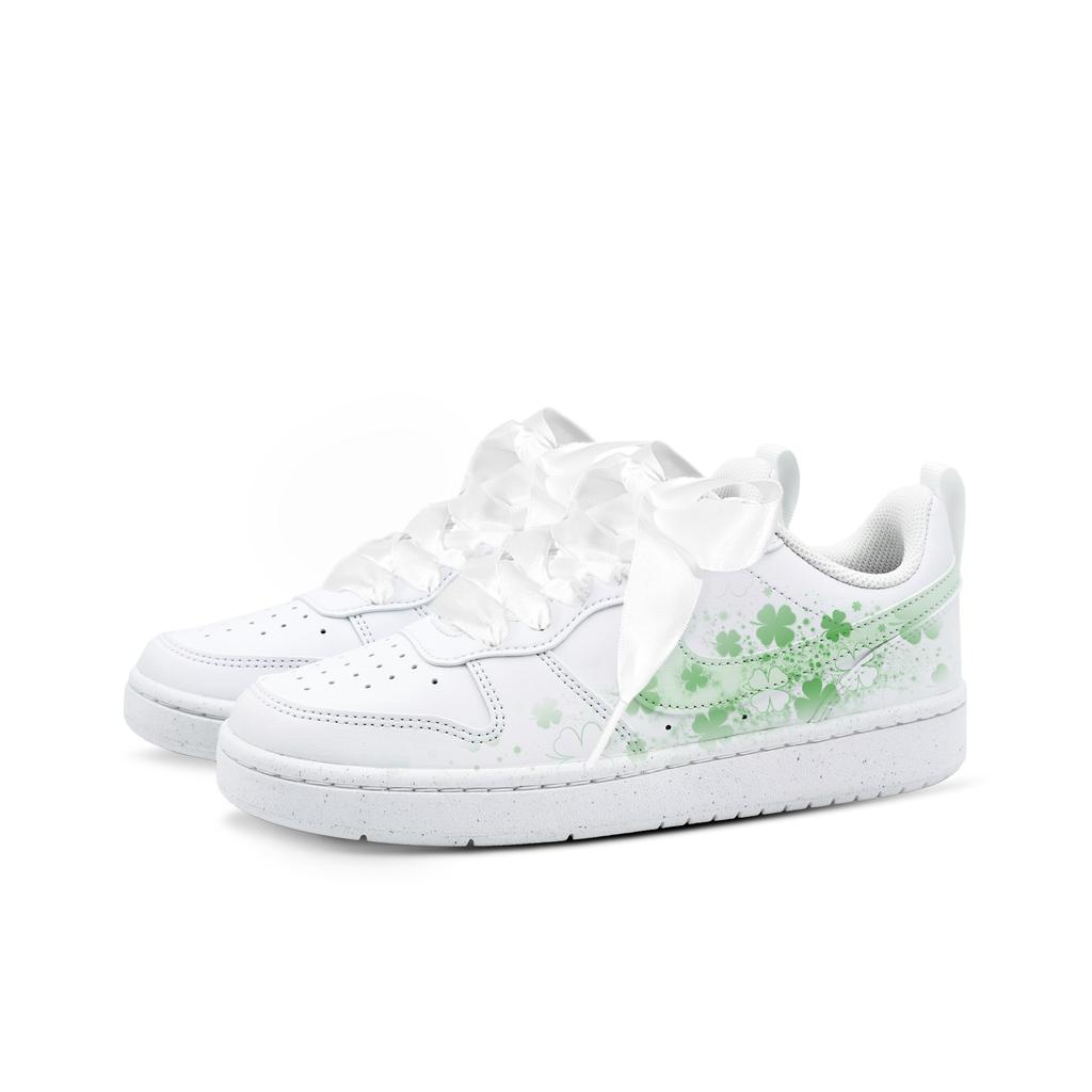 Nike Court Borough Little Lucky Cushioning Breathable Low Top Skateboard Shoes Unisex Green White DV5456-010(Team-831)-Random packaging bags