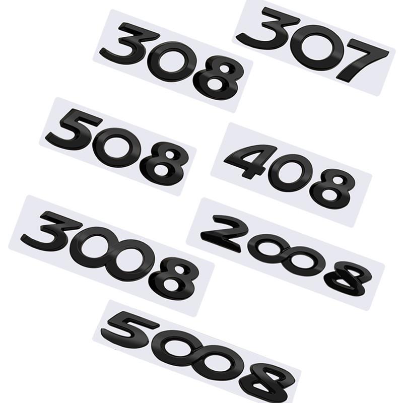 Glossy Black Car Emblem Metal Decorative Strips Badge Logo Body Decals Sticker For Peugeot 107 206 207 208 301 307 308 407 508