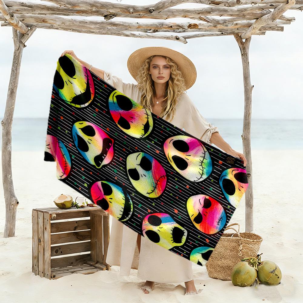 Jack Skellington Beach Towel Soft Durable Quick-Dry Comfortable Lightweight Suitable for Sports, Travel, Swimming, Yoga, Bathroom, Beach, And Pool
