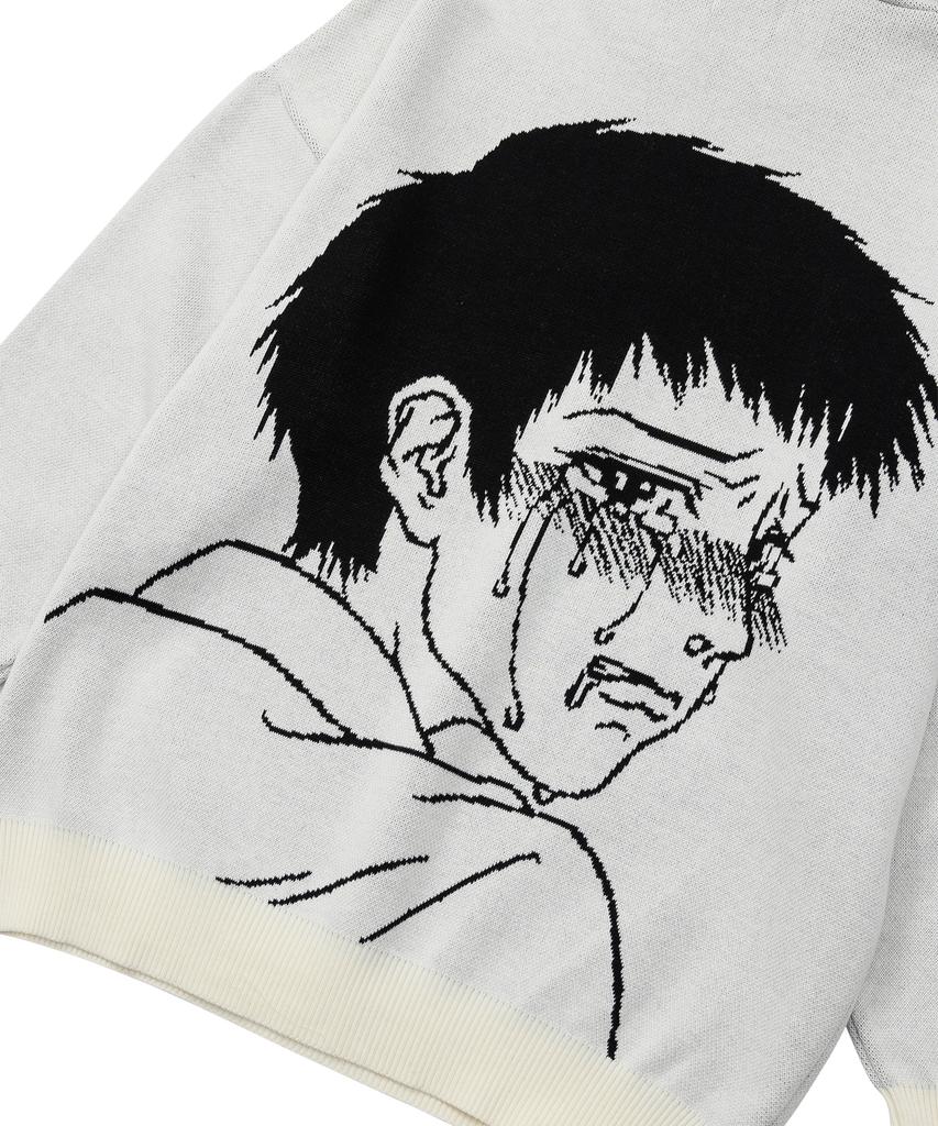 Crying Boy Cotton Knit Hoodie [Ivory]
