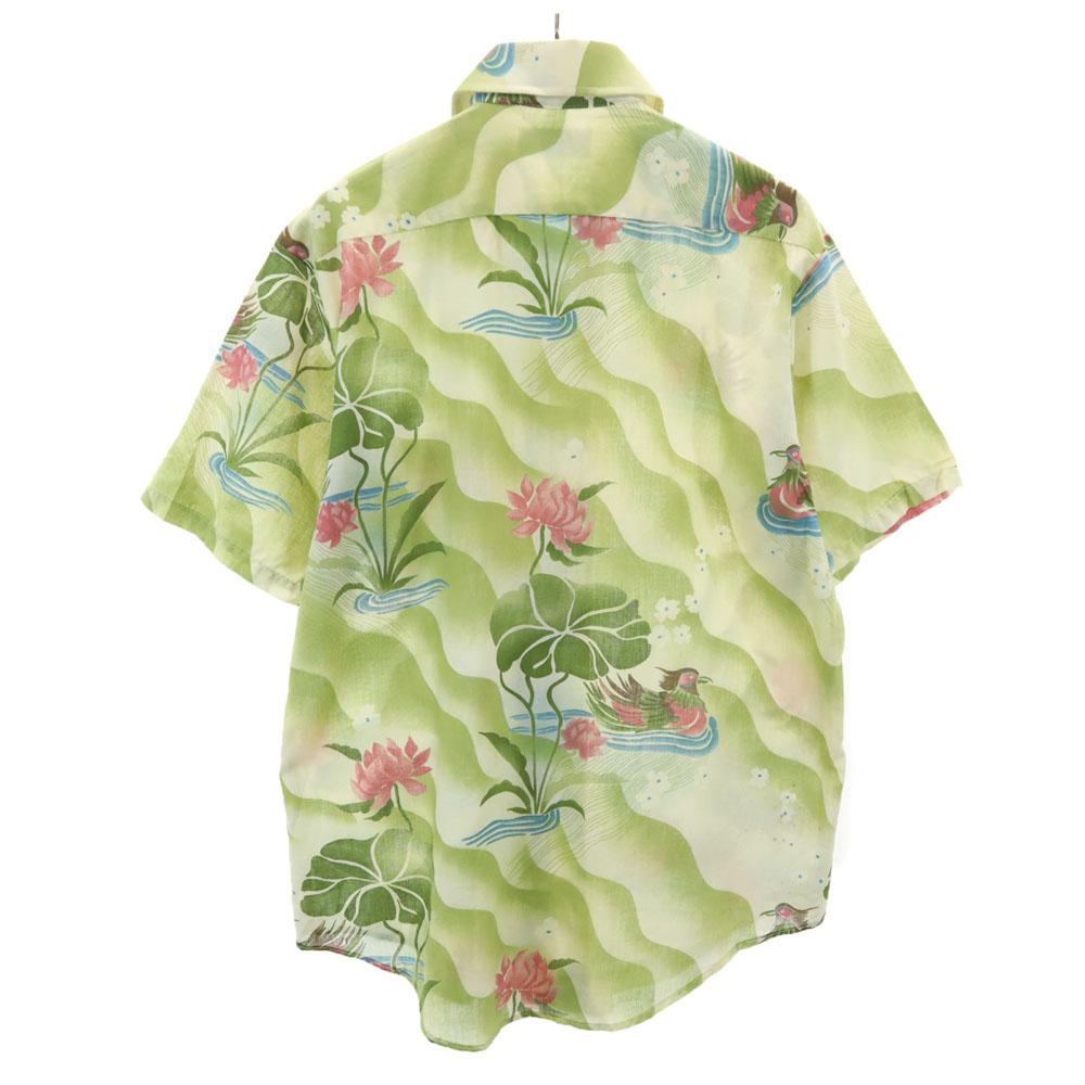 K MART 70s Made in USA Vintage Short sleeve Aloha shirt L Green system Men's Used
