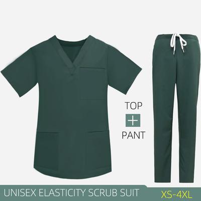Uniformes médicaux de salle d'opération pour femmes et hommes, vêtements de gommage à manches, col en v, t-shirts pour travailleurs, hauts, Uniformes d'été, accessoires médicaux