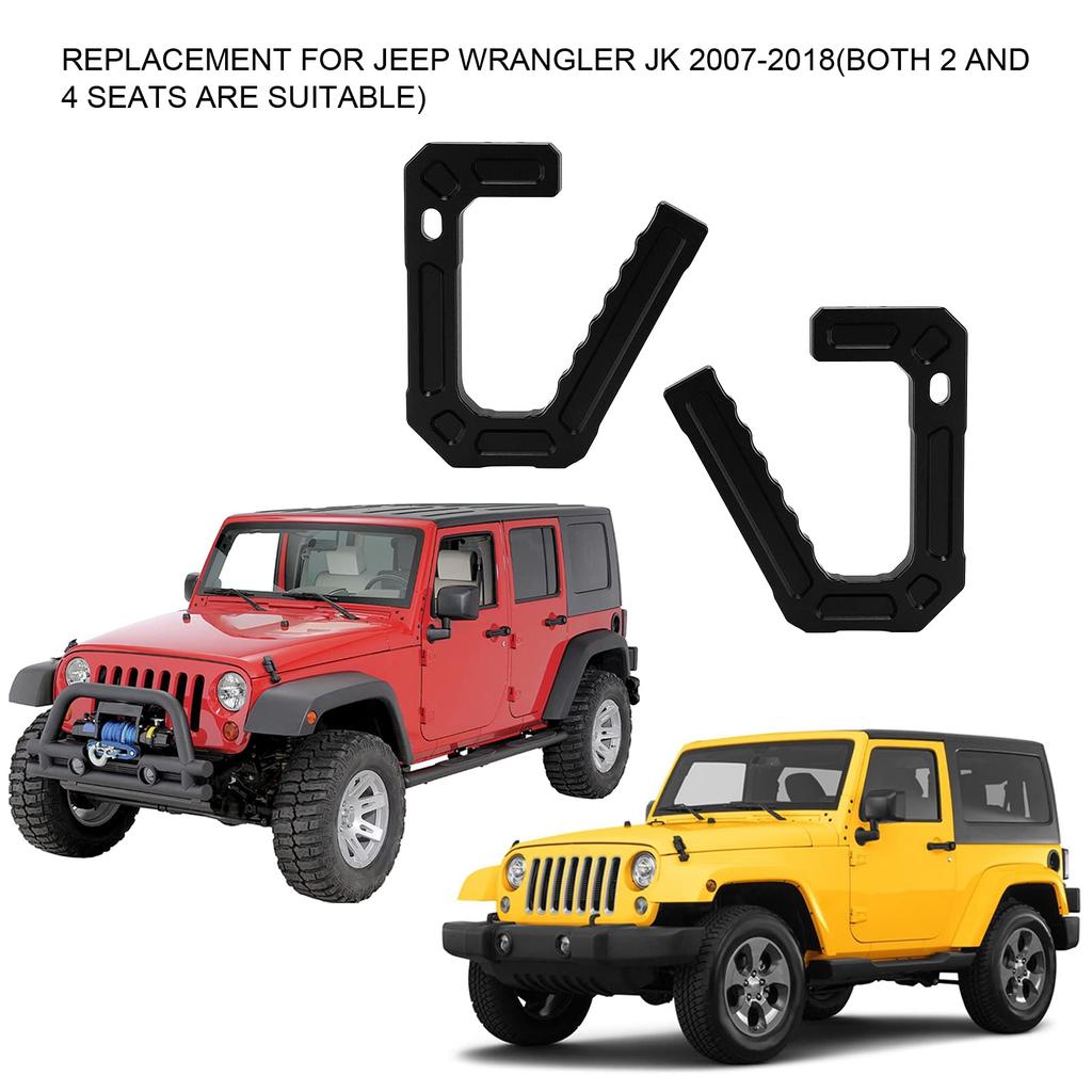 KIMISS Wrangler JK Aluminum Alloy Front Grab Handle Replacement (2007-2018) - Gripper Design for Stability and Convenience (Black)