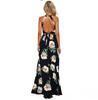 Women Halter Neck Chiffon Dress Floral Print Sleeveless Split Backless Long Dress Boho Dress