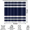 White Navy Blue Shower Curtain for Bathroom 72x72inches Boho Navy Blue and White Striped Waffle Shower Curtain Set with Hooks Bohemia Geometric