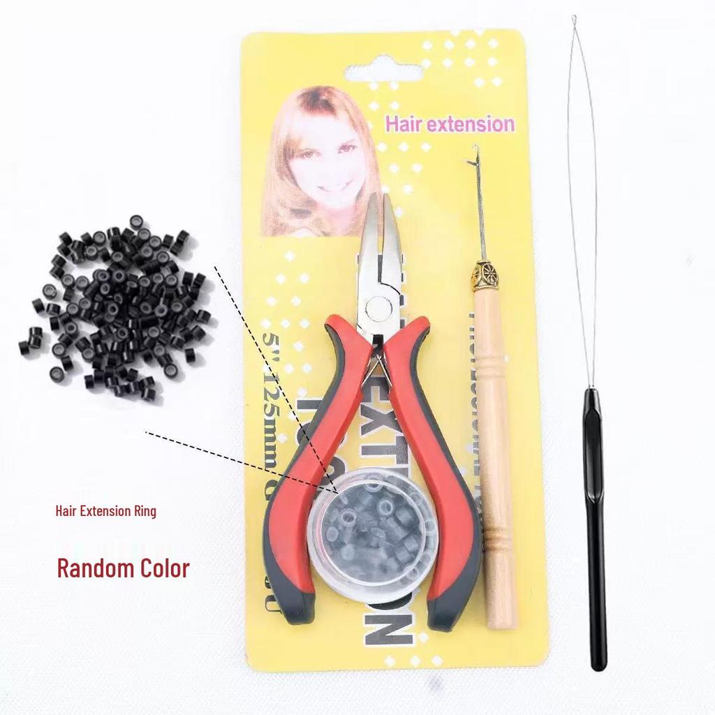 Hair Extension & Wig Tool Kit with Pliers, Crochet, and Silicone Rings