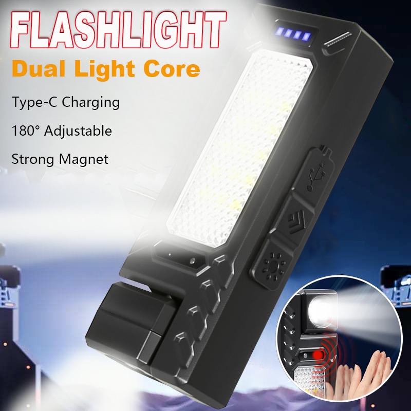 Rechargeable Tactical Flashlight,High Lumen Light,Compact Portable,Long Range,Type-C,Power Display,Dual Light,Outdoor Hiking BBQ