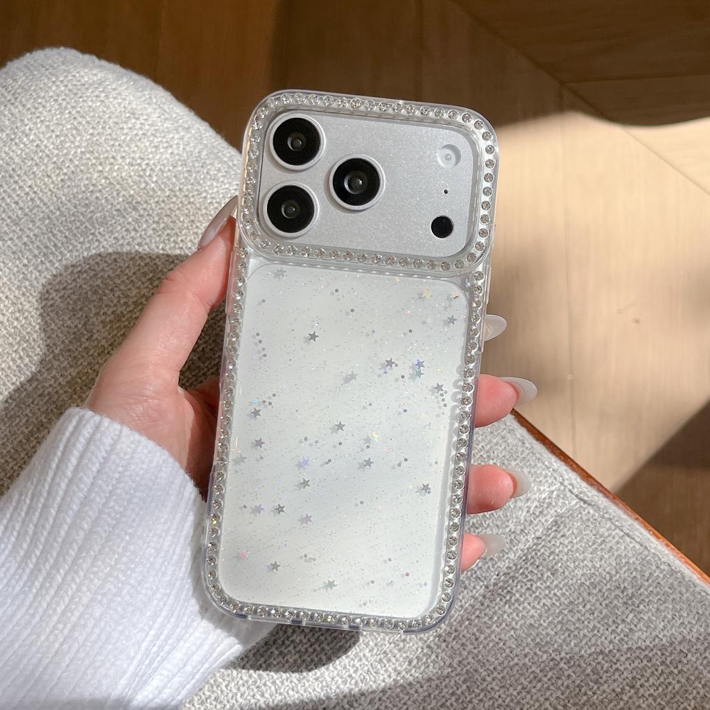 Luxury Bling Diamond Frame Glitter Case for iPhone 17 Air 16 15 14 Plus 13 12 11 Pro Max Clear Shockproof Soft Girly Women Cover