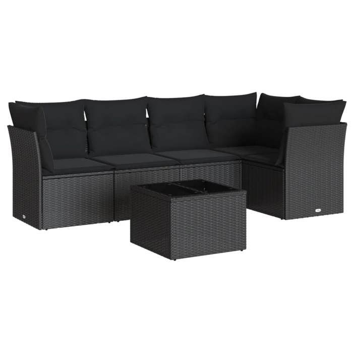 VidaXL Salon de jardin 6 pcs avec coussins noir résine tressée 3217605