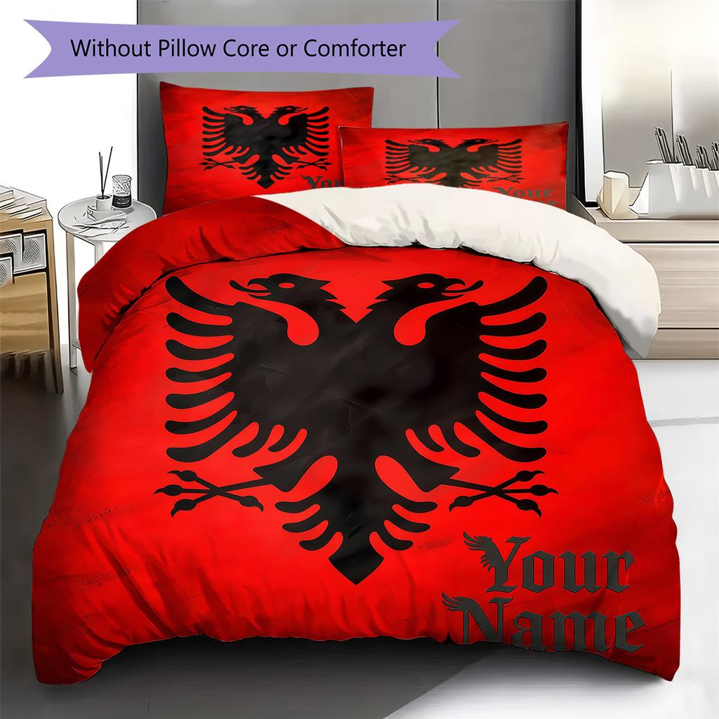 Custom Name Eagle Symbol Background Bedding,Quilt Set Quilt Cover Pillowcase Home Birthday Gift (1 * Duvet Cover + 2 * Pillowcase, Without Core)