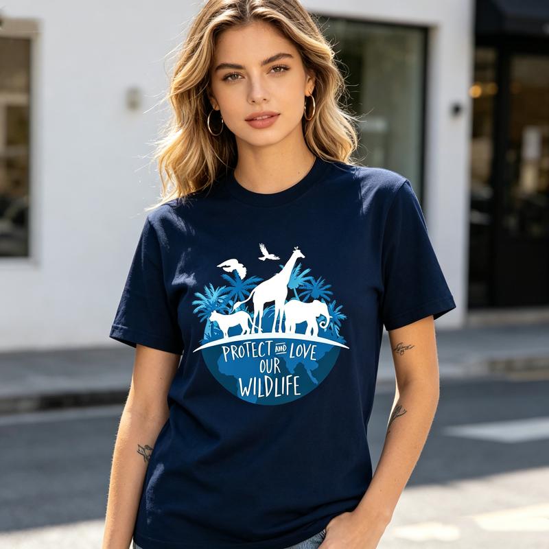 Wildlife Unisexs TShirt Protect and Love Animal Lover Unisex Tee Gift Style T Shirt Casual Summer