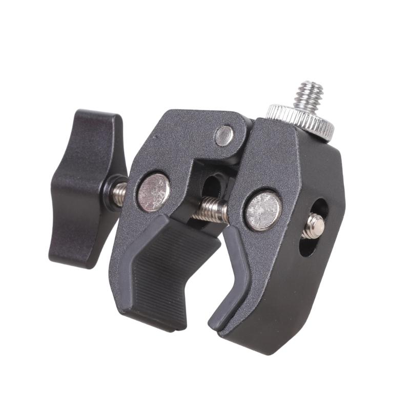 Aluminum Camera Clamp With Double 1/4 3/8 Threaded 3KG Load For Action Camera Phone Holder Studio Equipment Mount