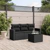 VidaXL Garden Lounge Set 4 Pcs with Cushions Black Braided Resin 3218655